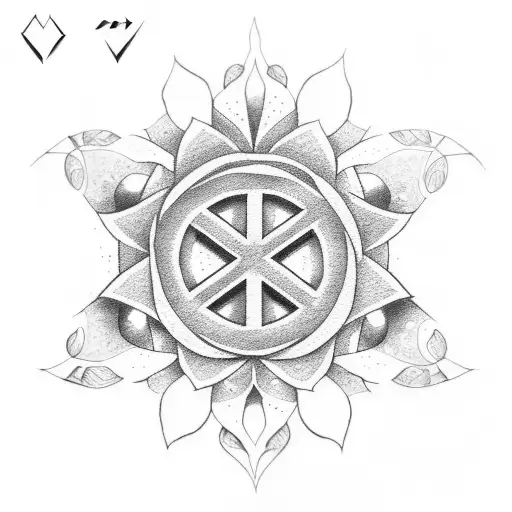 anarchy and peace symbols with flowers tattoo design idea