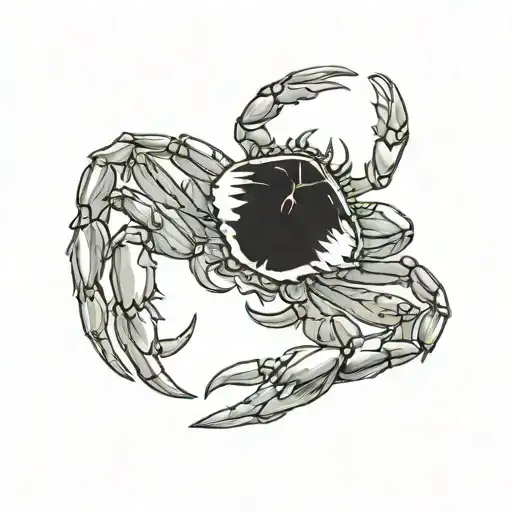 blue crab with its claws above its head with Roman numerals (VI.XXVIII.MCMLXIX) above the class tattoo design idea
