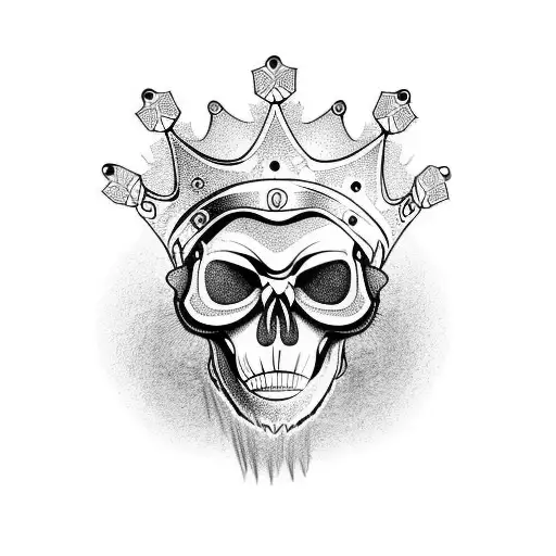 monkey skull face with King crown tattoo design idea