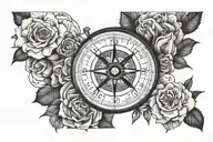 Tattoo Design Description  Placement: Inner forearm  Elements:  	1.	Central Compass: 	•	Style: Black and grey with fine  tattoo design idea
