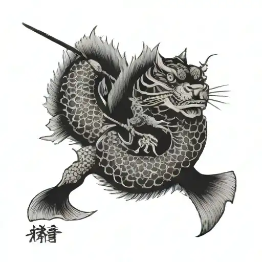 hunting and fishing tattoo design idea