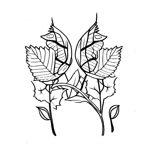 two cardinals sitting on a vine with September and October flowers tattoo design idea