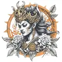 indra, ashura, nature tattoo design idea