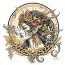 indra, ashura, nature tattoo design idea