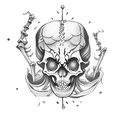 Skeleton dancing tattoo design idea