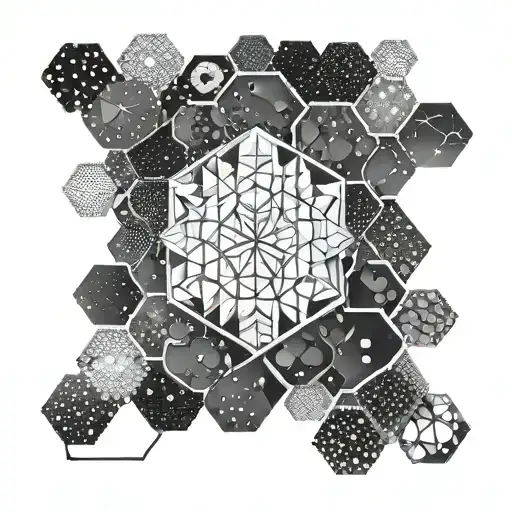 hexagon gemetric pattern with galaxy filled tattoo design idea