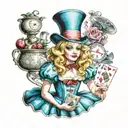 Alice in wonderland pin up tattoo design idea