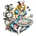 Alice in wonderland pin up tattoo design idea