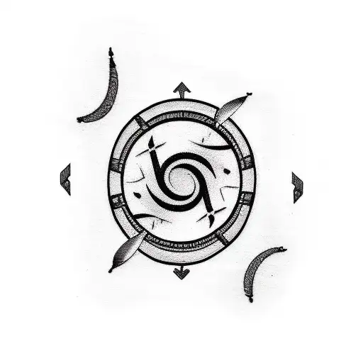 A traditional tattoo of indigenous symbols intertwined with musical notes, representing the client's love for music and indigenous cultures tattoo design idea