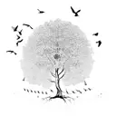 mustard tree with birds  tattoo design idea