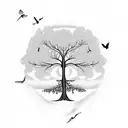 mustard tree with birds  tattoo design idea