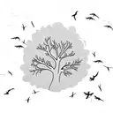mustard tree with birds  tattoo design idea