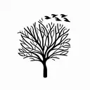 mustard tree with birds  tattoo design idea