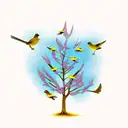 mustard tree with birds  tattoo design idea