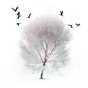 mustard tree with birds  tattoo design idea