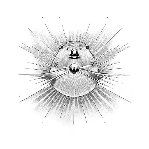 sun rays , mapple leaf , beaver , kiwi bird  tattoo design idea