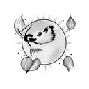 sun rays , mapple leaf , beaver , kiwi bird  tattoo design idea