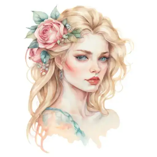 girl blonde goddess freya tattoo design idea