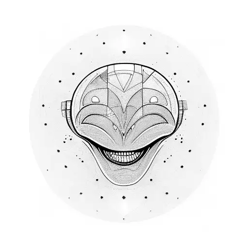 alien face with compus tattoo design idea