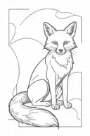 fox sitting alone tattoo design idea