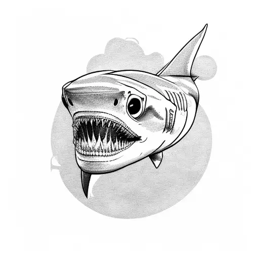 shark with skull  tattoo design idea