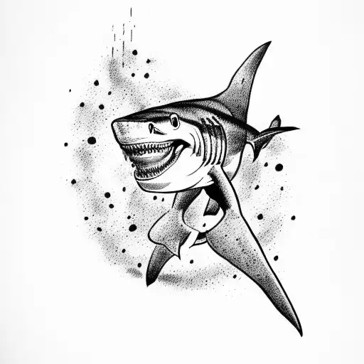 shark with skull  tattoo design idea