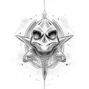 shark with skull  tattoo design idea