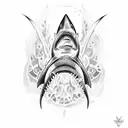 shark with skull  tattoo design idea