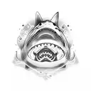 shark with skull  tattoo design idea