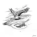 An intricate design featuring a vintage car driving along the rugged coastline of Cape Breton Nova Scotia, with seagulls soaring above. tattoo design idea