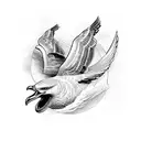 An intricate design featuring a vintage car driving along the rugged coastline of Cape Breton Nova Scotia, with seagulls soaring above. tattoo design idea