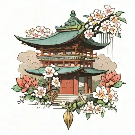 Japanese style shrine domain expansion tattoo design idea