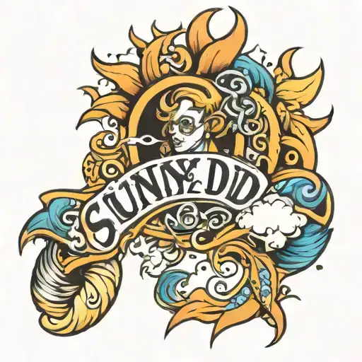 Sunny D in lettering  tattoo design idea