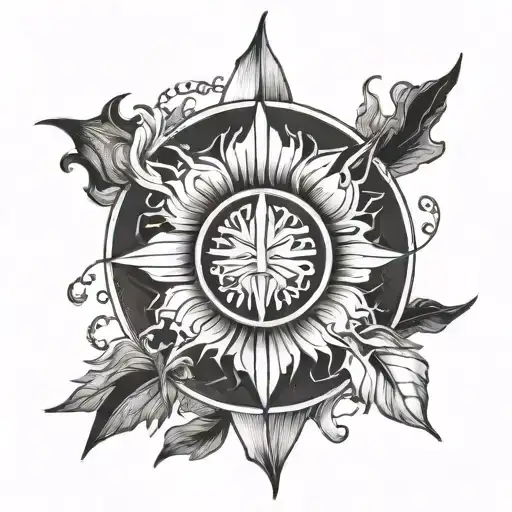 Helios symbol mixed tattoo design idea