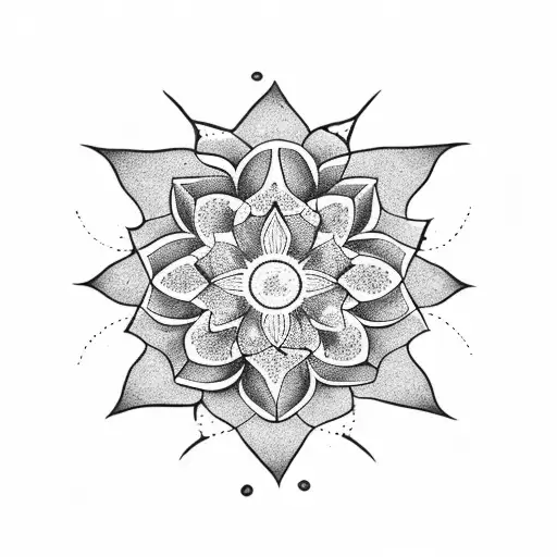 A delicate star-shaped flower blooming in a cosmic background tattoo design idea