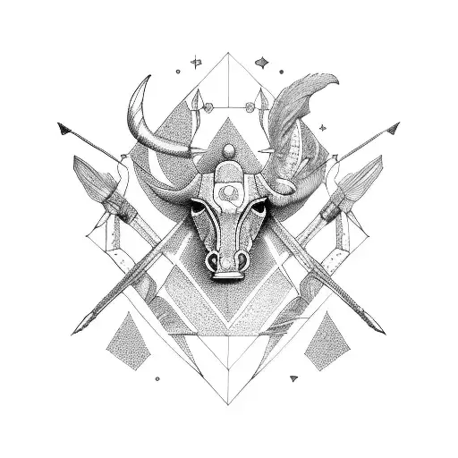 sagittarius and taurus tattoo design idea