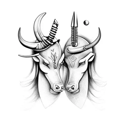 sagittarius and taurus tattoo design idea