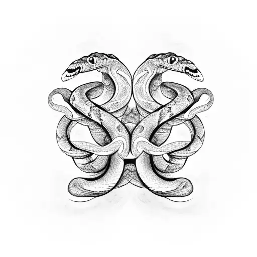 Two snakes mirrored  tattoo design idea