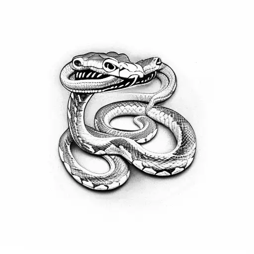 Two snakes with open mouth mirrored to fit fists tattoo design idea