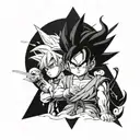 A manga-inspired tattoo combining characters from Dragon Ball Z, Bleach, and Hunter x Hunter in a celestial setting tattoo design idea