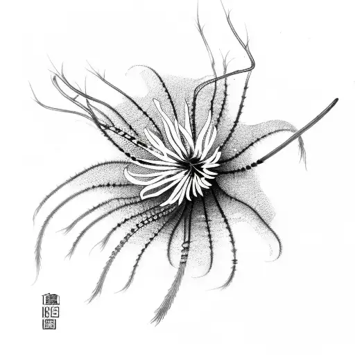 red spider lily with black centipede  tattoo design idea