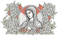 virgin mary wearing mexico flag tattoo design idea