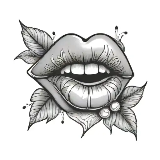 Lips and Fanga tattoo design idea