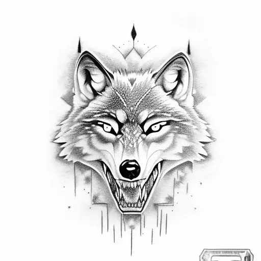 wolf skull with blood tears tattoo design idea