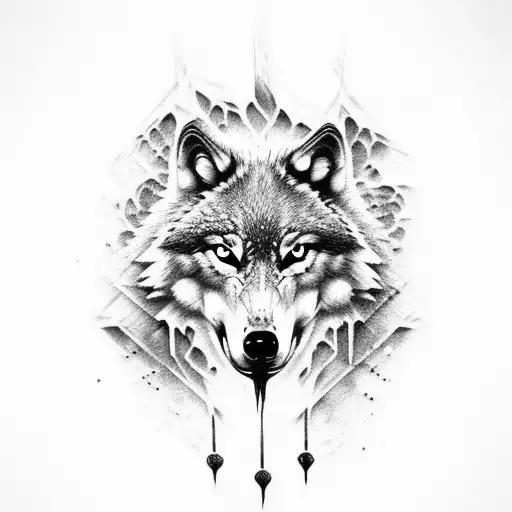 wolf skull with blood tears tattoo design idea