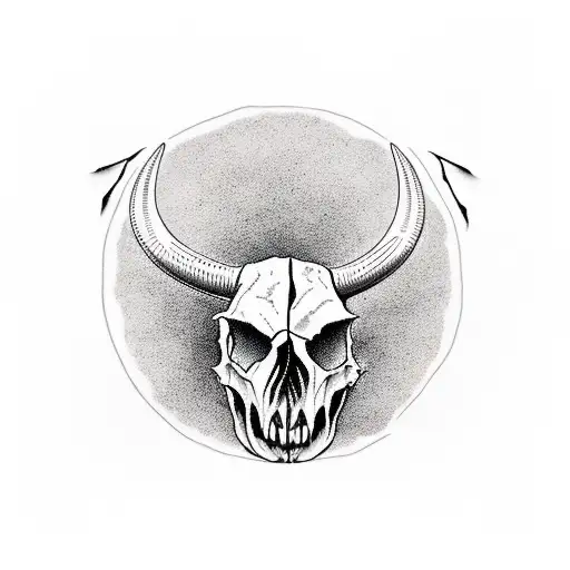 color texas landscape with longhorn skull tattoo design idea