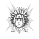 A dotwork tattoo combining elements of trap music and Naruto, with XXxtentacion's signature incorporated in the design tattoo design idea