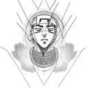 A dotwork tattoo combining elements of trap music and Naruto, with XXxtentacion's signature incorporated in the design tattoo design idea