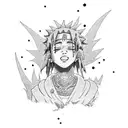 A dotwork tattoo combining elements of trap music and Naruto, with XXxtentacion's signature incorporated in the design tattoo design idea