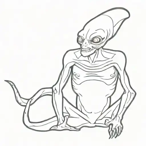 2d cartoonic alien, ignorant style tattoo tattoo design idea